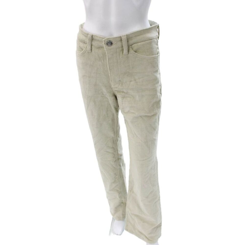 SPRWMN Womens Green Cotton Button Front Pants Size 28
